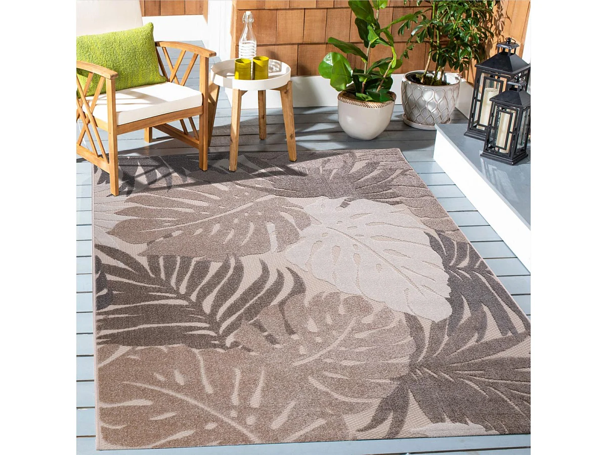 Tappeto da esterno 200x290 tessuto kilim beige e crema CHIMEKI