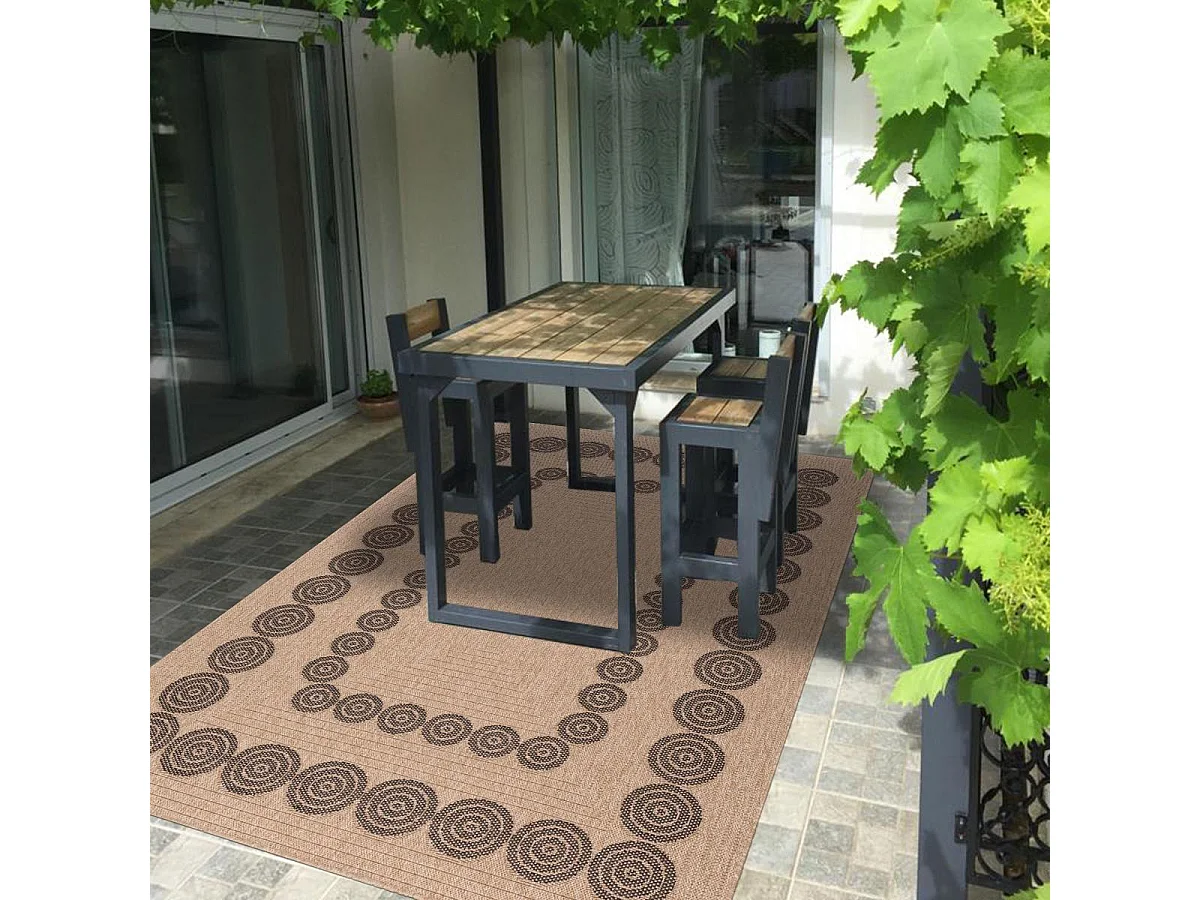 Tapis extérieur 160x230 tissé kilim beige et noir JUTE ART 8