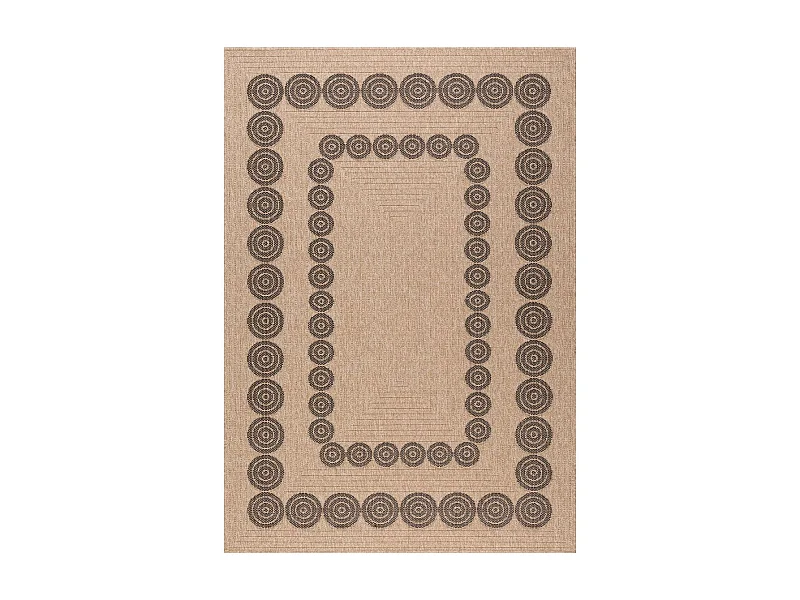 Tapis extérieur 160x230 tissé kilim beige et noir JUTE ART 8