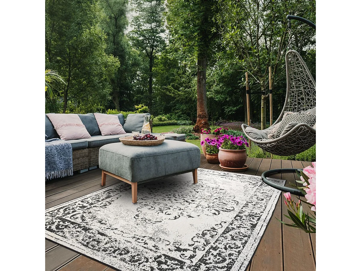 Tapis extérieur, kilim reversible 120x170 LYN2 AP REVERSIBLE noir