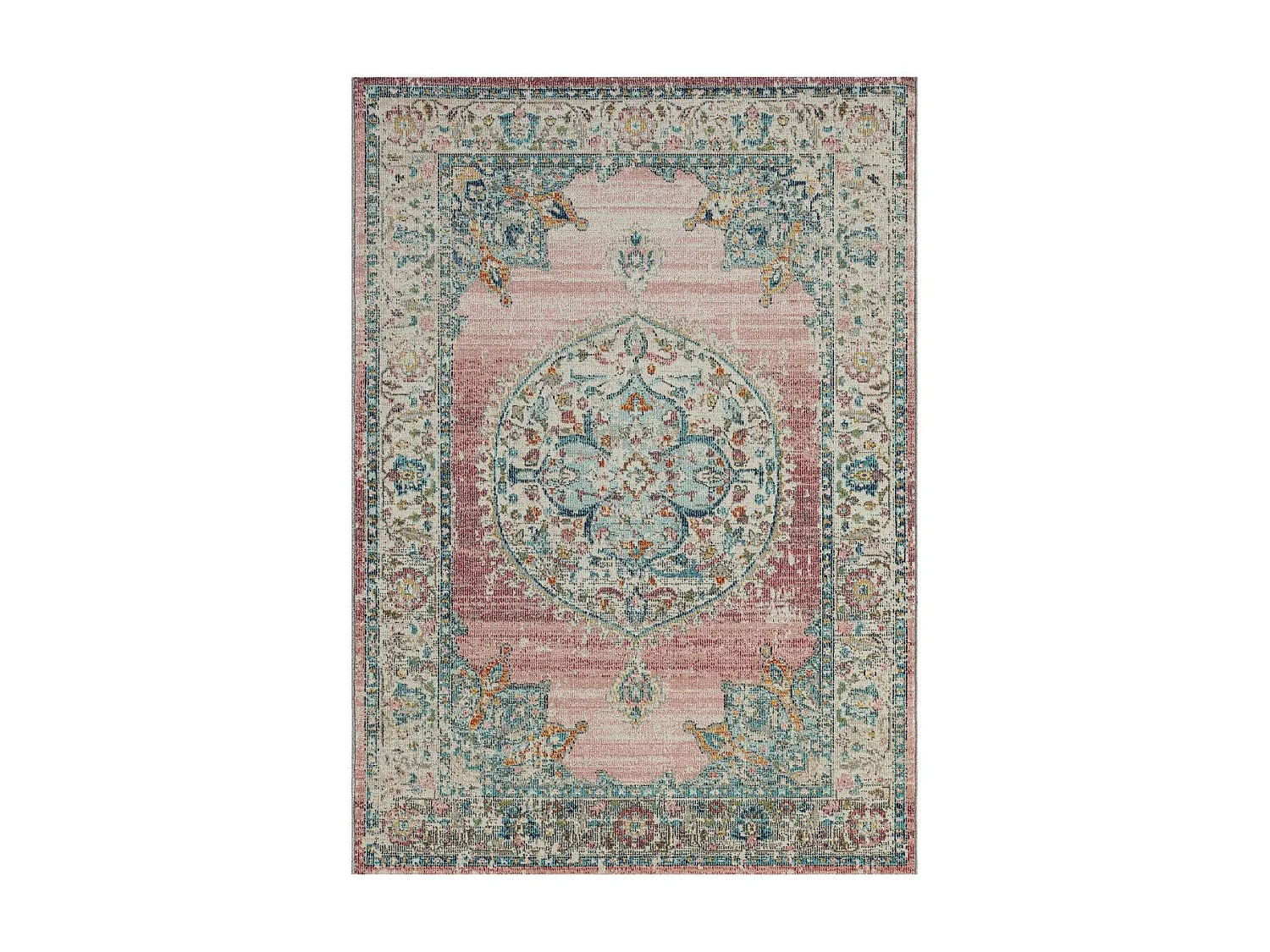 Tapis extérieur 120x170 tissé kilim bleu et ros SALOUT A