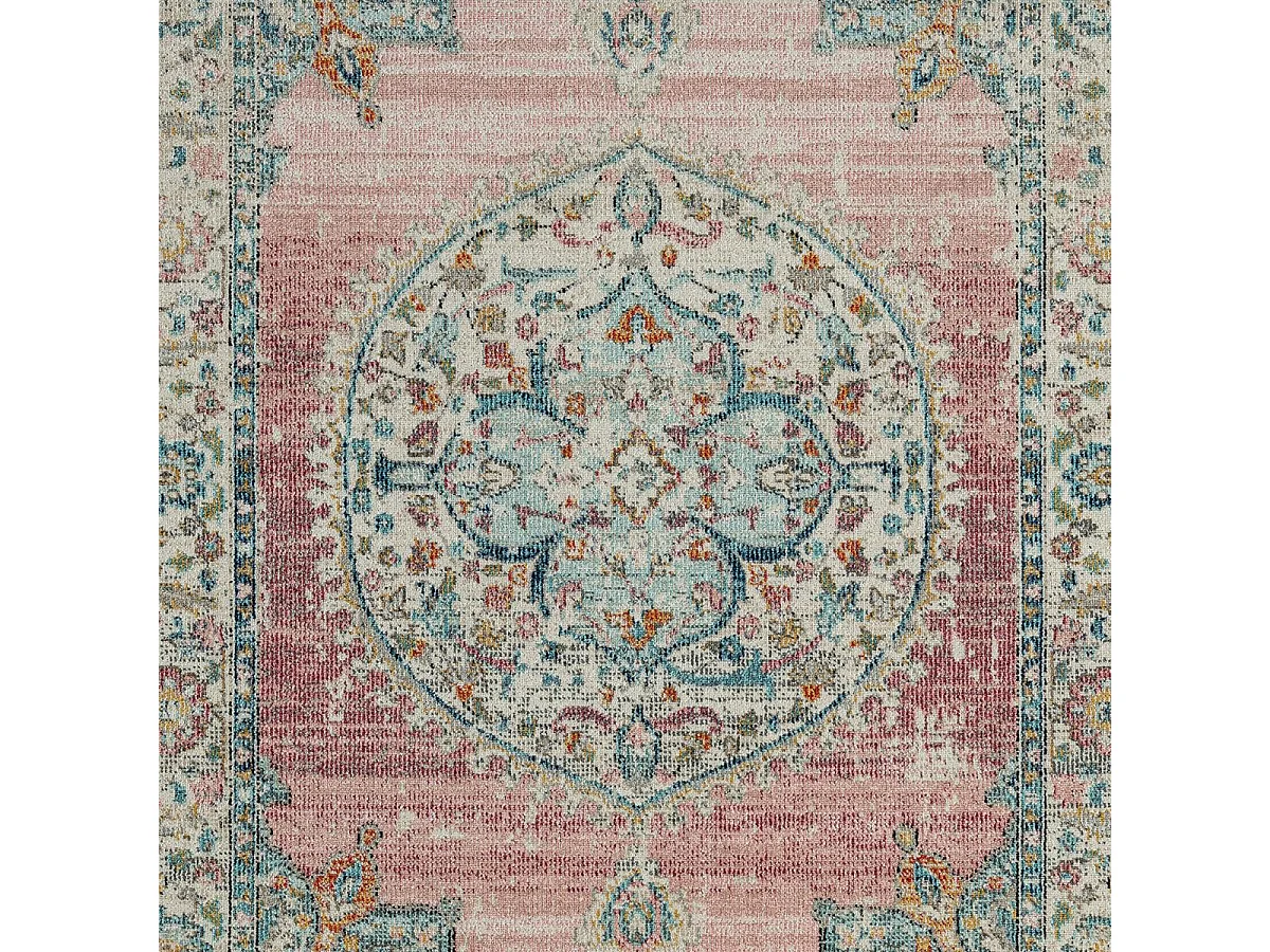 Tapis extérieur 120x170 tissé kilim bleu et ros SALOUT A