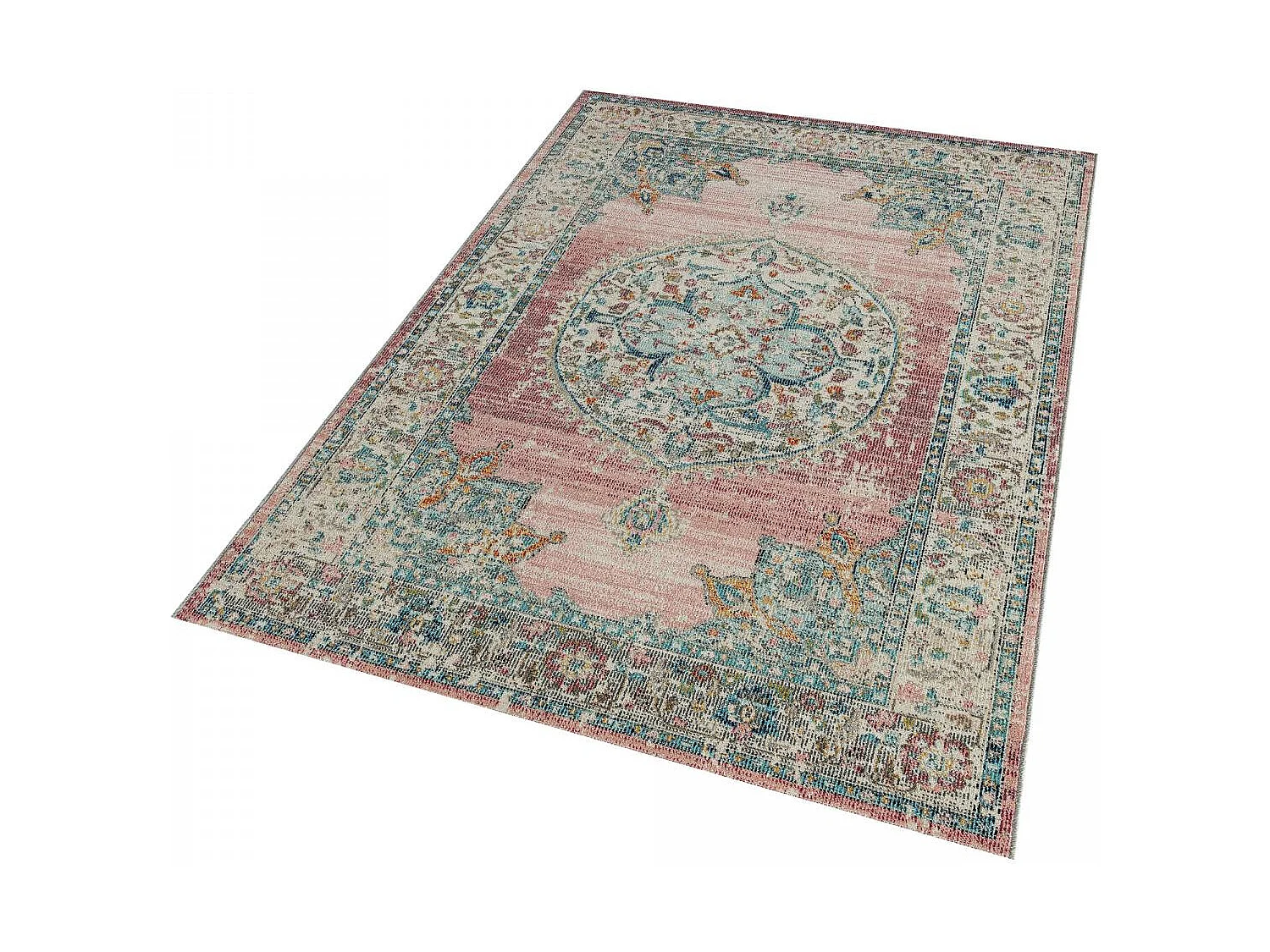 Tappeto da esterno 120x170 tessuto kilim blu e rosa SALOUT A