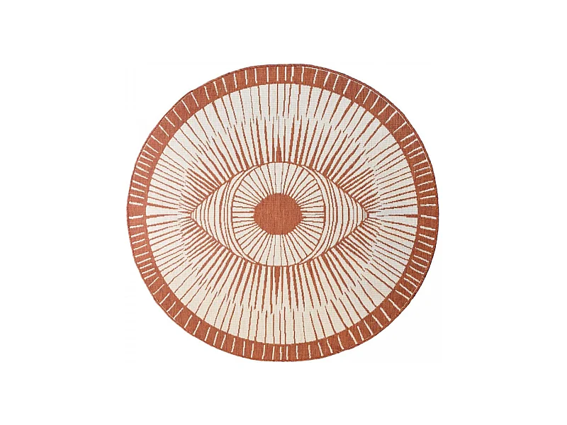 Tapis rond d'extérieur, kilim reversible Ø120cm LYN2 B ROND REVERSIBLE ocre et crème