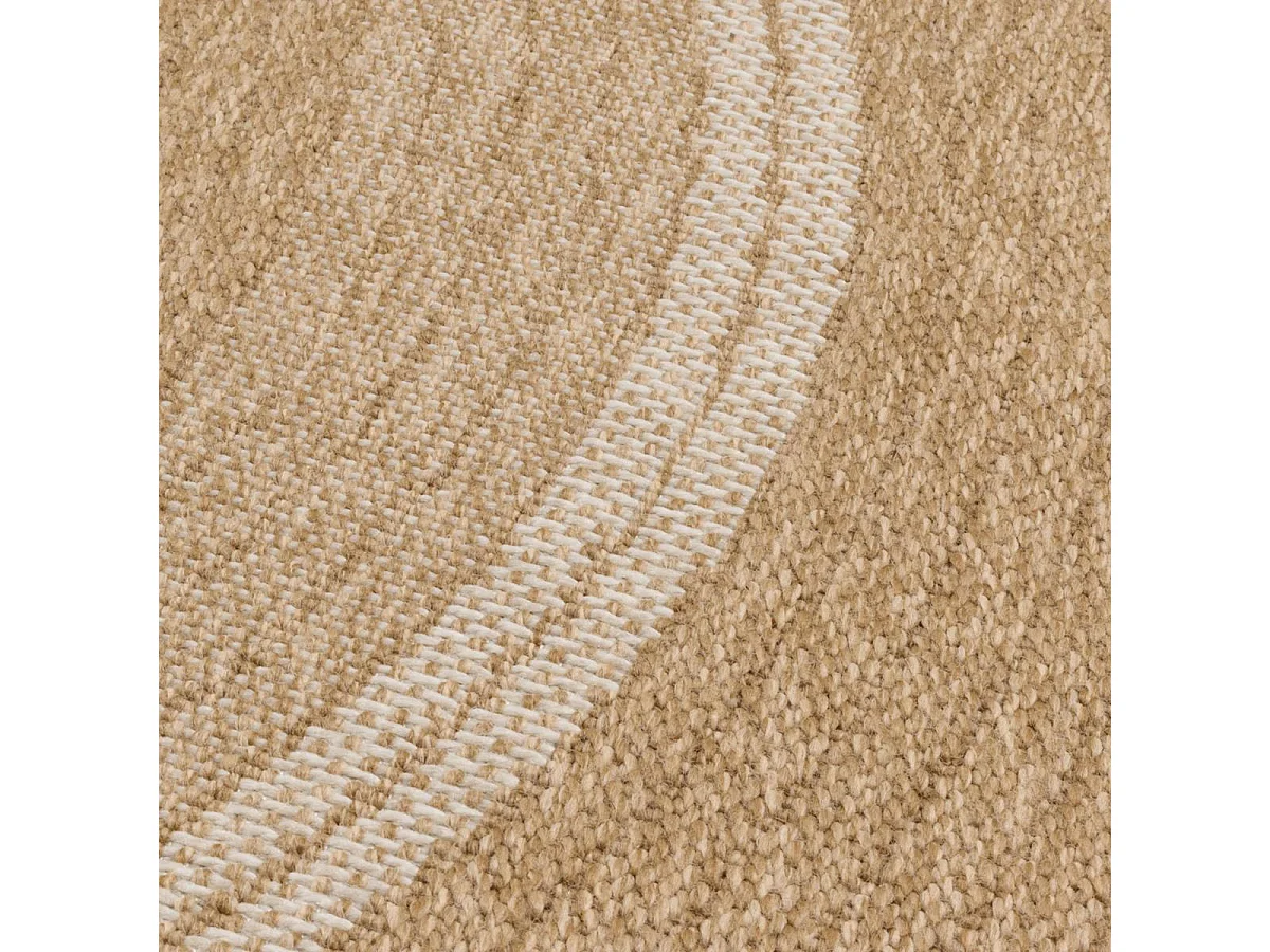 Tapis extérieur Ø80cm rond tissé kilim beige et blanc JUTE ART 7