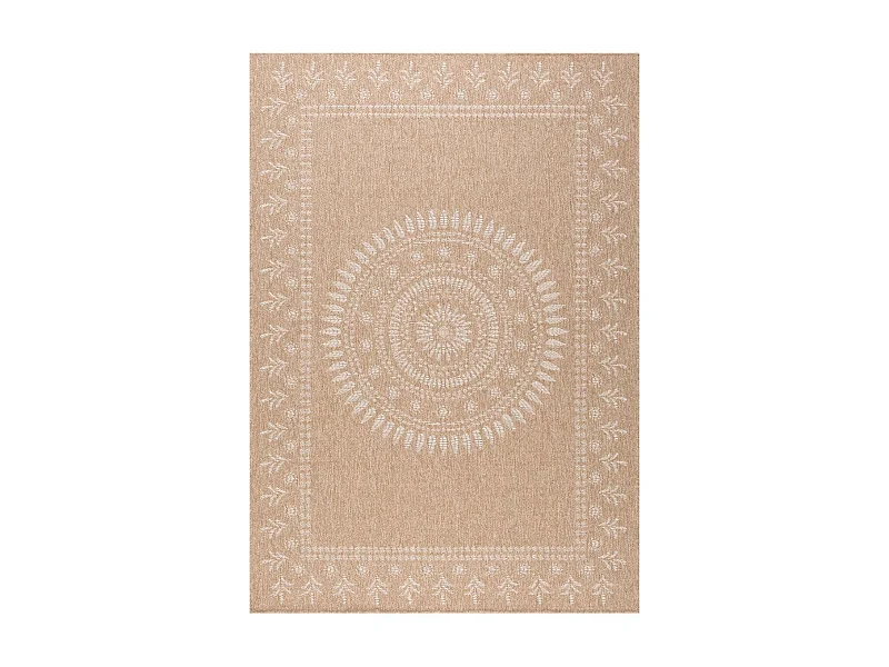 Tapis extérieur 200x290 tissé kilim beige et blanc JUTE ART 6