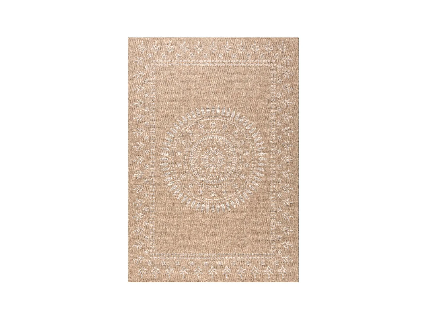 Tapis extérieur 200x290 tissé kilim beige et blanc JUTE ART 6