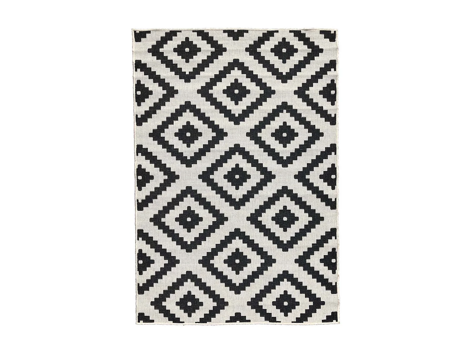 Tapis extérieur, kilim reversible 80x150 LYN2 AY REVERSIBLE noir et crème