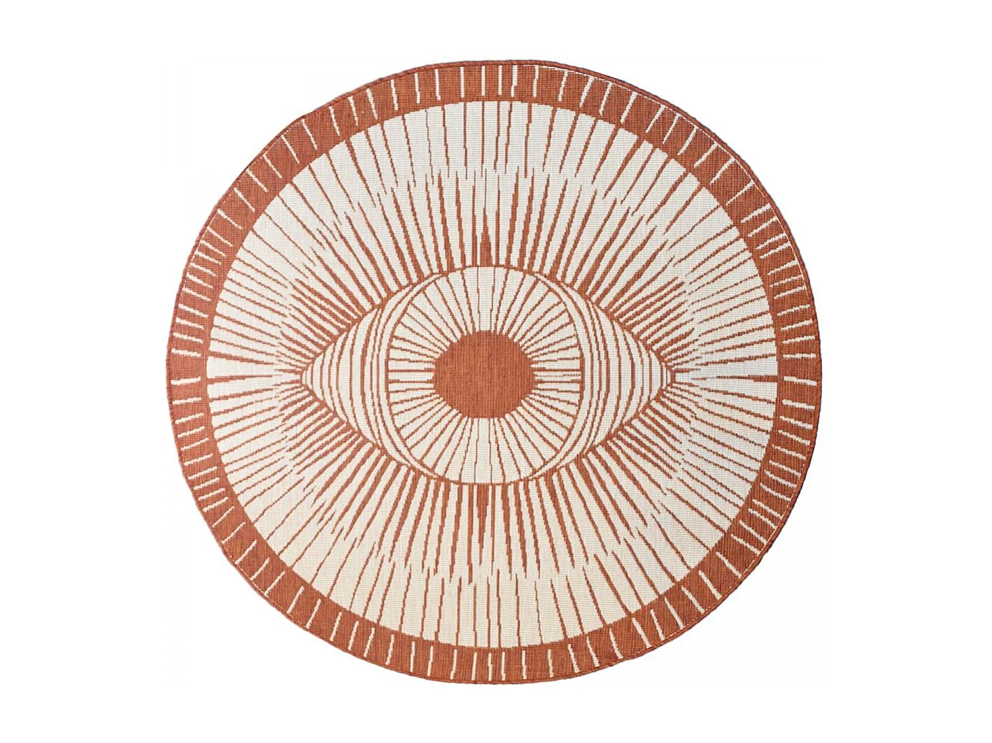 Tapis rond d'extérieur, kilim reversible Ø160cm LYN2 B ROND REVERSIBLE ocre et crème