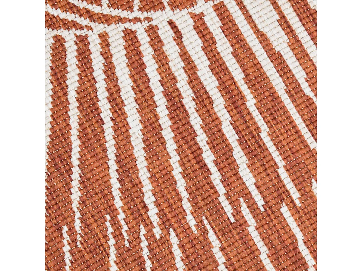 Tapis rond d'extérieur, kilim reversible Ø160cm LYN2 B ROND REVERSIBLE ocre et crème