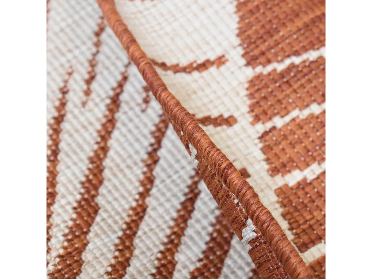 Tapis rond d'extérieur, kilim reversible Ø160cm LYN2 B ROND REVERSIBLE ocre et crème