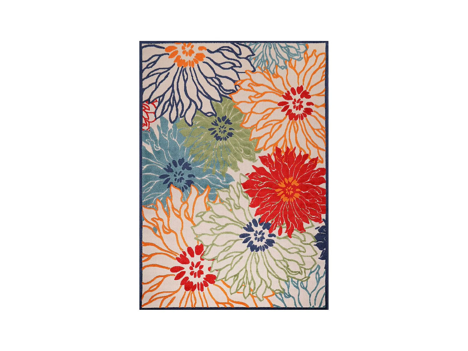 Tapis extérieur 80x150 tissé kilim bleu et beige CHIMEKA