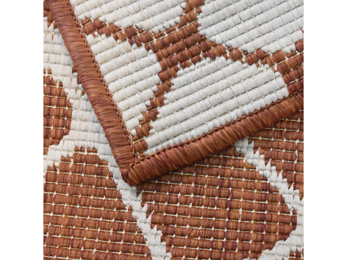 Tapis extérieur, kilim reversible 120x170 LYN2 AC REVERSIBLE marron et blanc