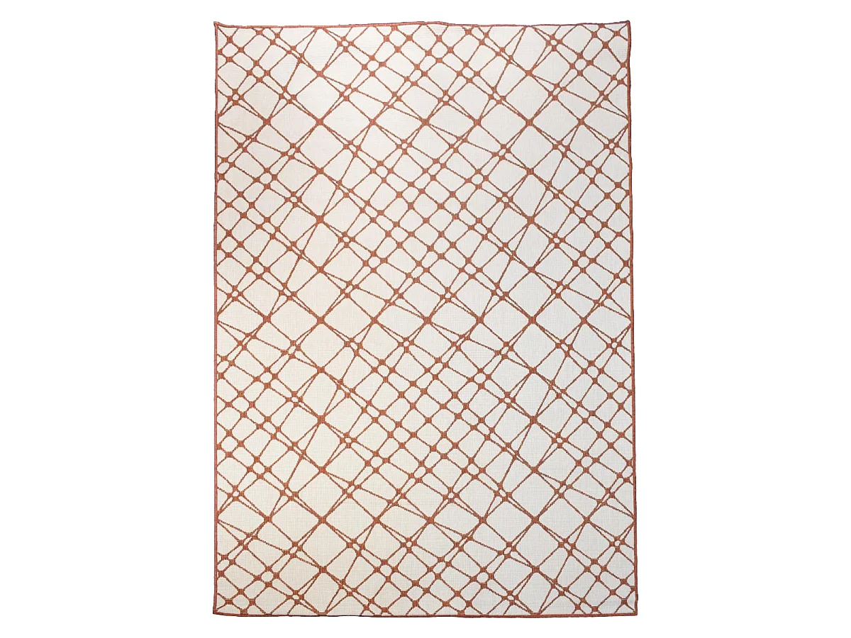 Tapis extérieur, kilim reversible 120x170 LYN2 AC REVERSIBLE marron et blanc