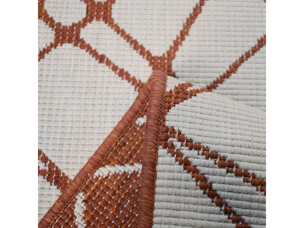 Tapis extérieur, kilim reversible 120x170 LYN2 AC REVERSIBLE marron et blanc