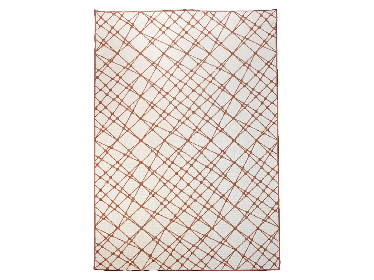 Tapis extérieur, kilim reversible 120x170 LYN2 AC REVERSIBLE marron et blanc