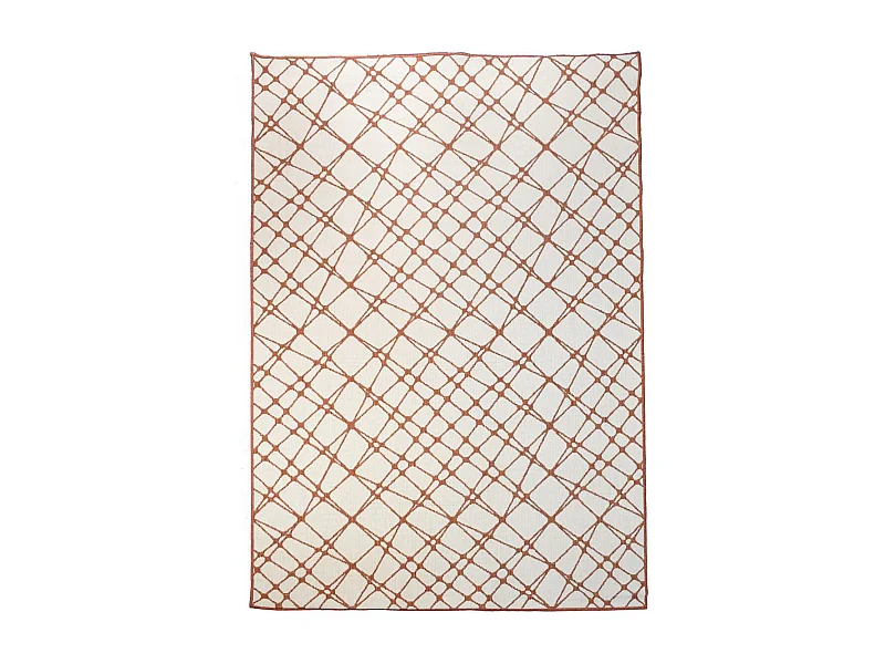 Tapis extérieur, kilim reversible 120x170 LYN2 AC REVERSIBLE marron et blanc