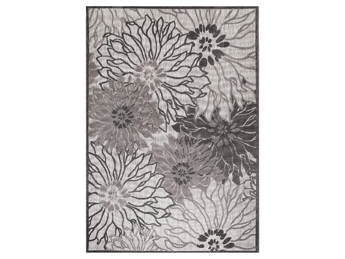 Tapis extérieur 200x290 tissé kilim gris clair CHIMEKA