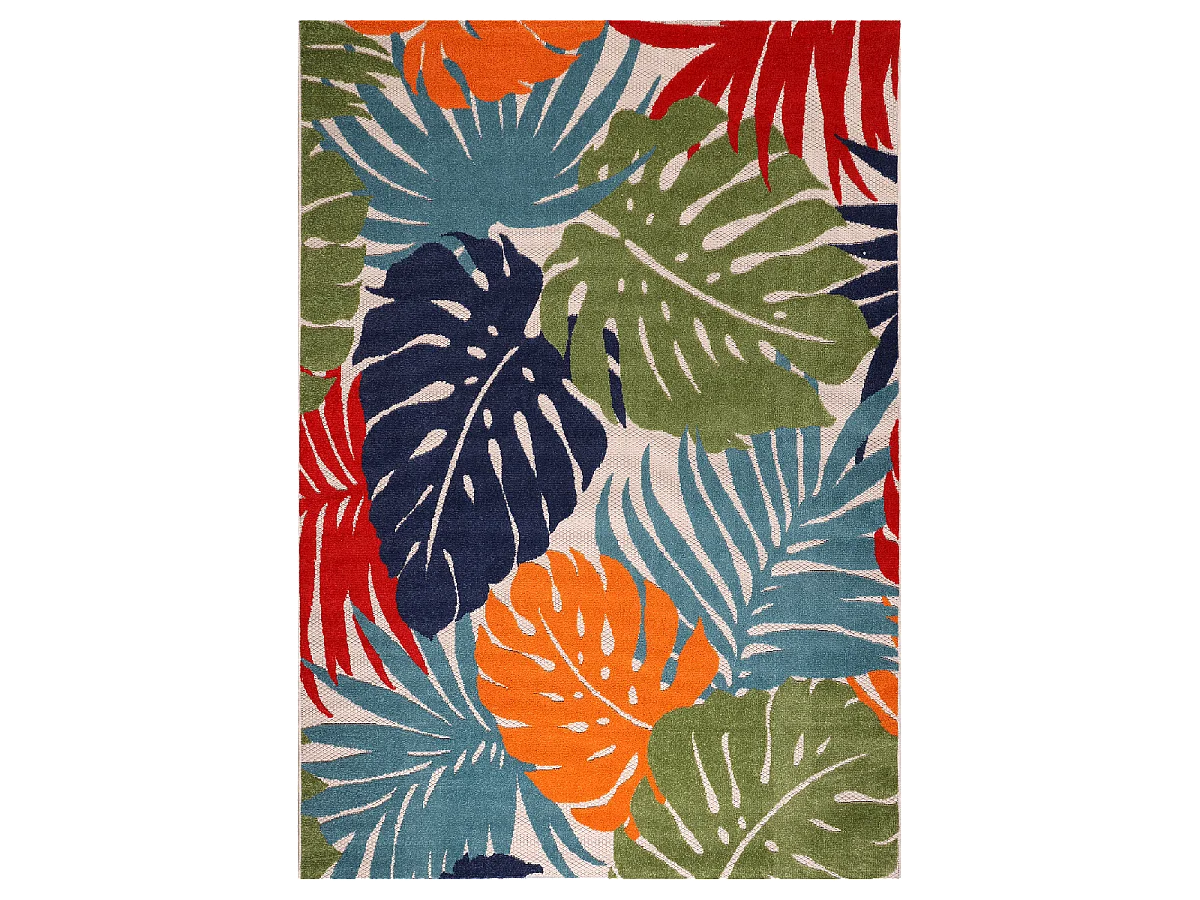 Tapis extérieur 80x200 tissé kilim bleu et rouge CHIMEKI