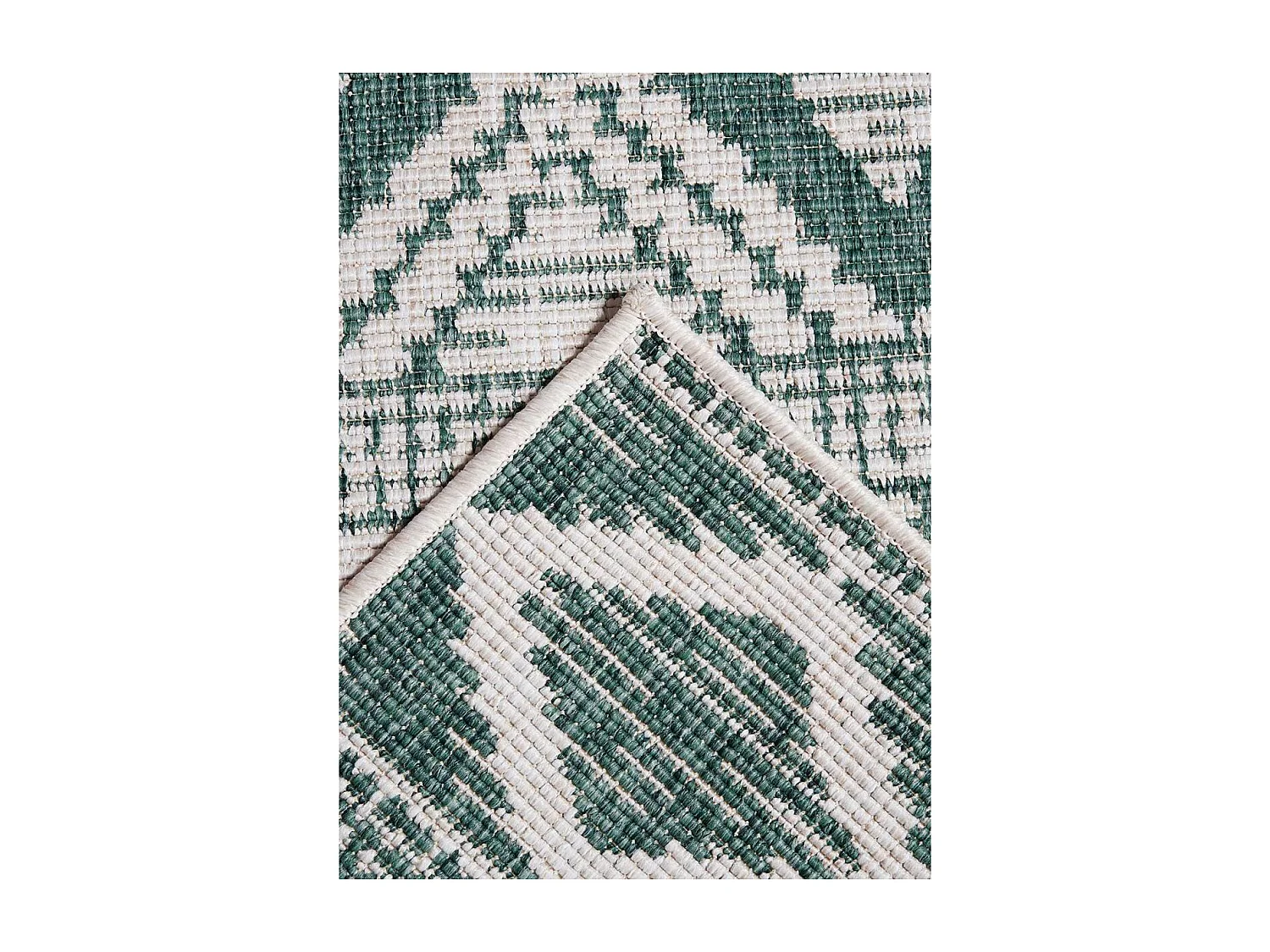 Tapis extérieur, kilim reversible 80x150 LYN2 BG REVERSIBLE vert et crème