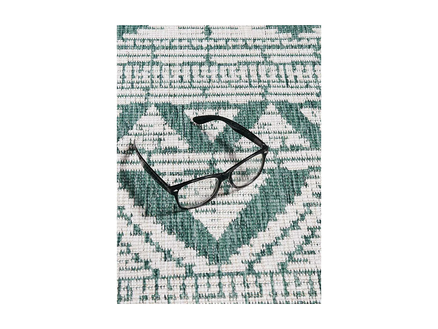 Tapis extérieur, kilim reversible 80x150 LYN2 BG REVERSIBLE vert et crème