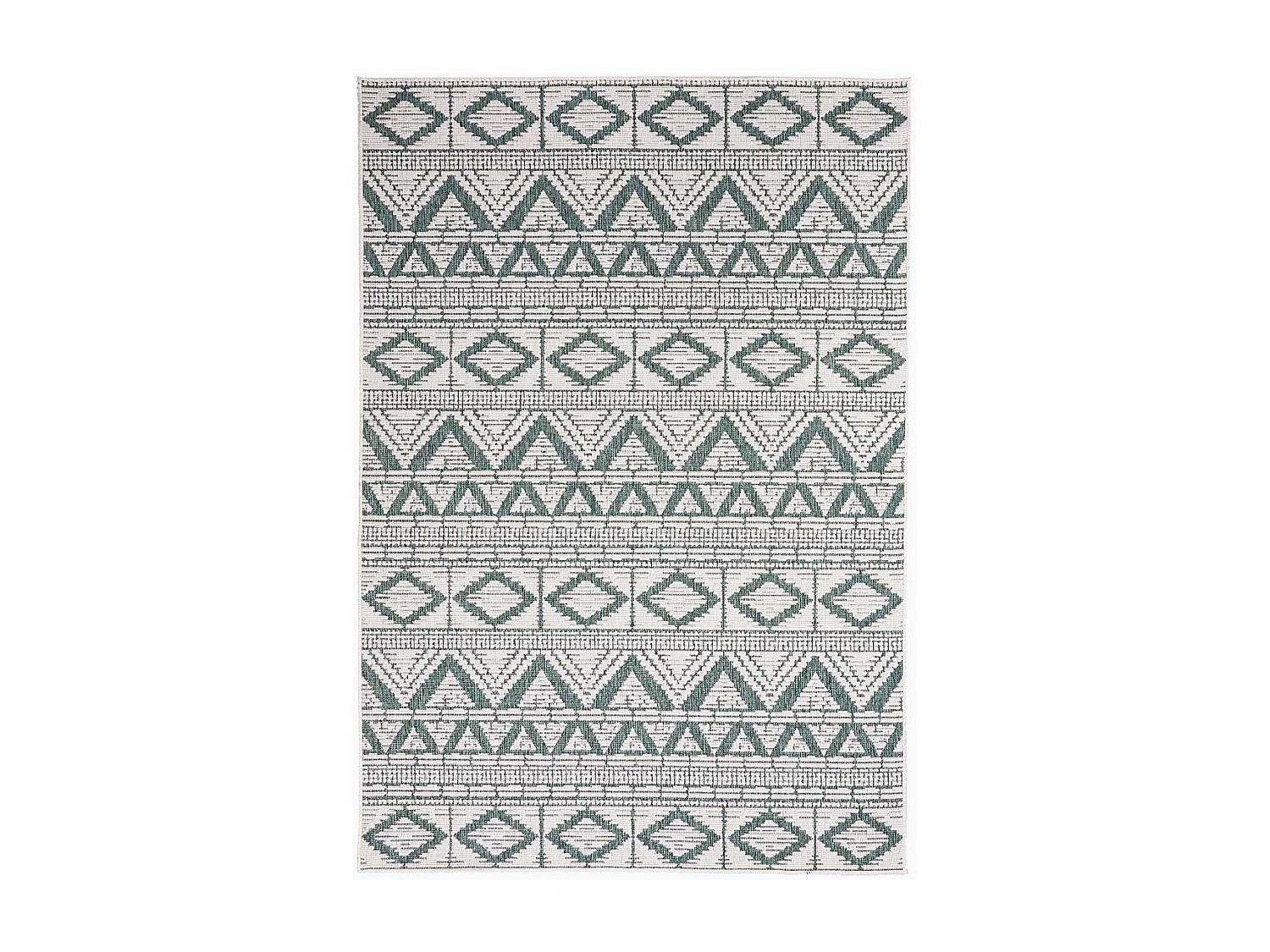 Tapis extérieur, kilim reversible 80x150 LYN2 BG REVERSIBLE vert et crème