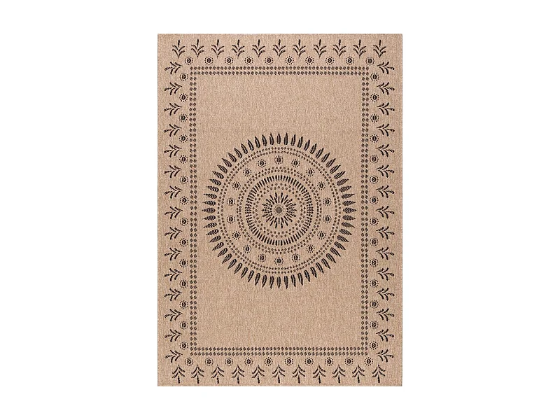 Tapis extérieur 160x230 tissé kilim beige et noir JUTE ART 6
