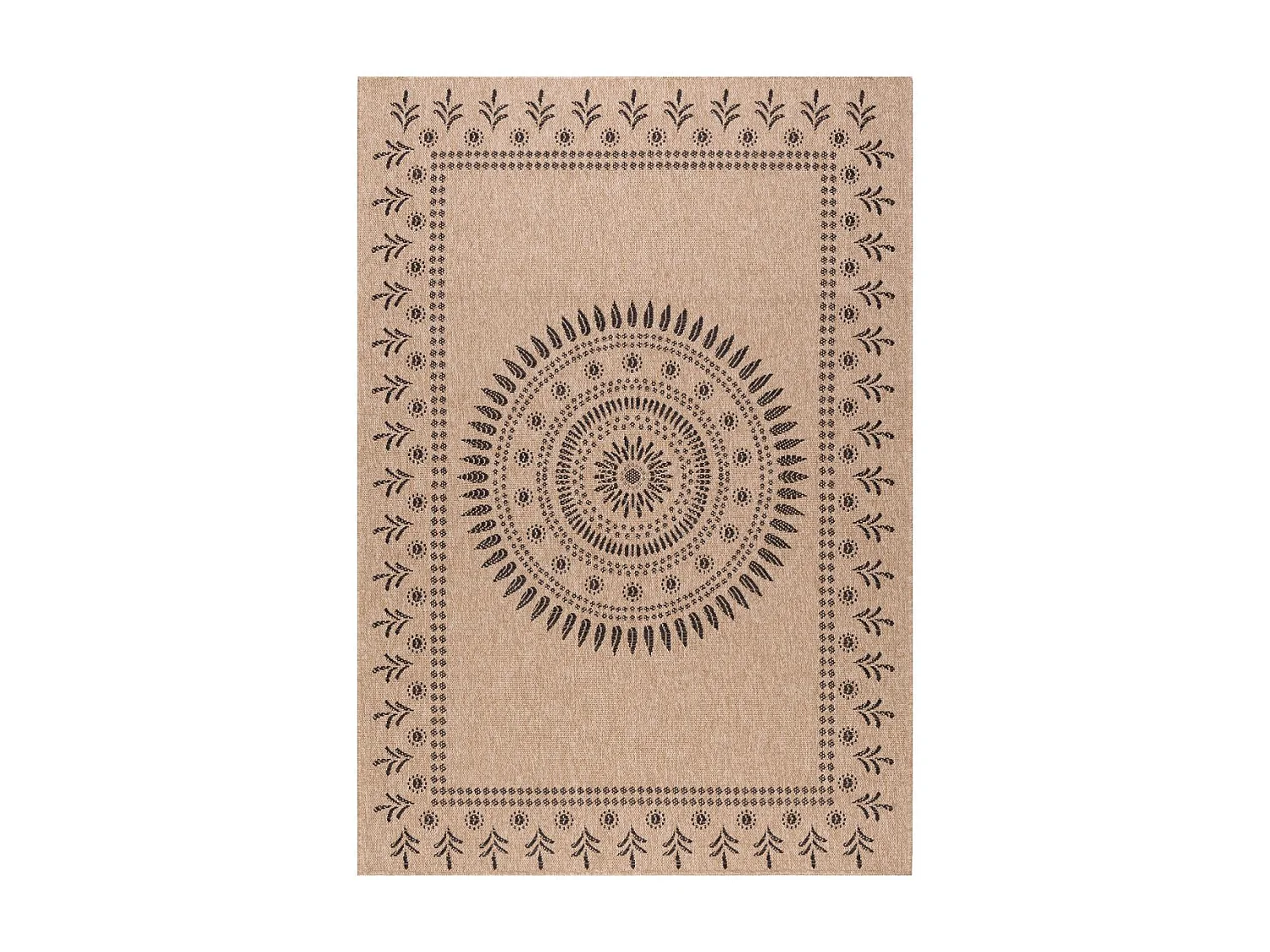 Tapis extérieur 160x230 tissé kilim beige et noir JUTE ART 6
