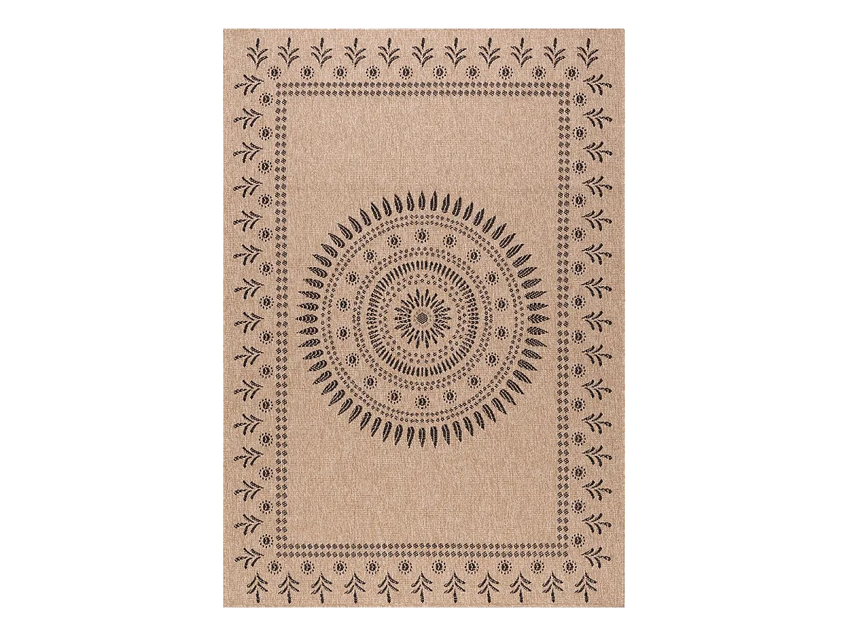 Tapis extérieur 160x230 tissé kilim beige et noir JUTE ART 6