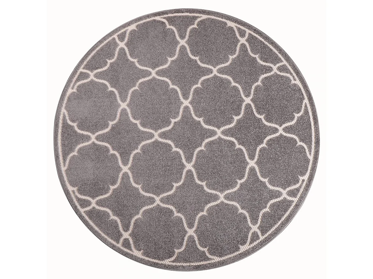 Tapis rond d'extérieur Ø150cm tissé kilim gris clair KUMA