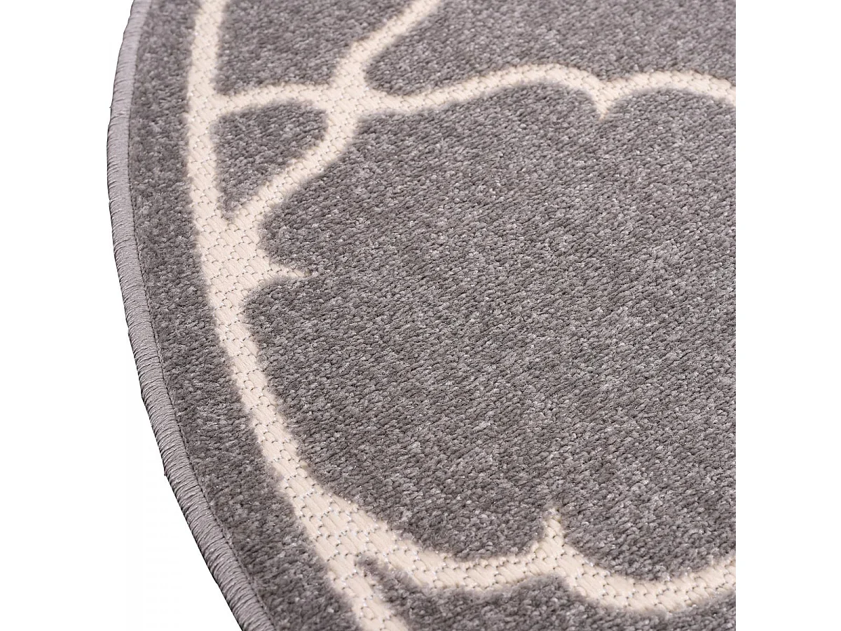 Tapis rond d'extérieur Ø150cm tissé kilim gris clair KUMA