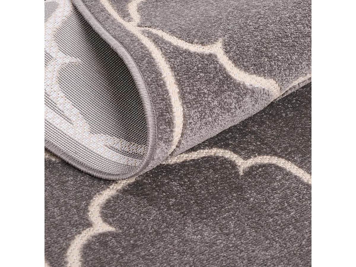 Tappeto da esterno Ø150cm tessuto rotondo kilim grigio chiaro KUMA