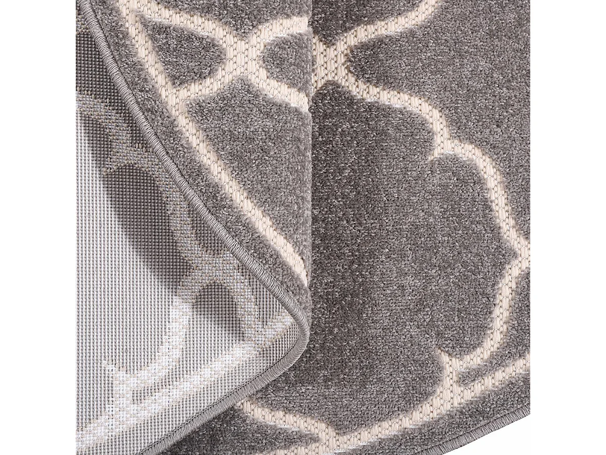 Tappeto da esterno Ø150cm tessuto rotondo kilim grigio chiaro KUMA