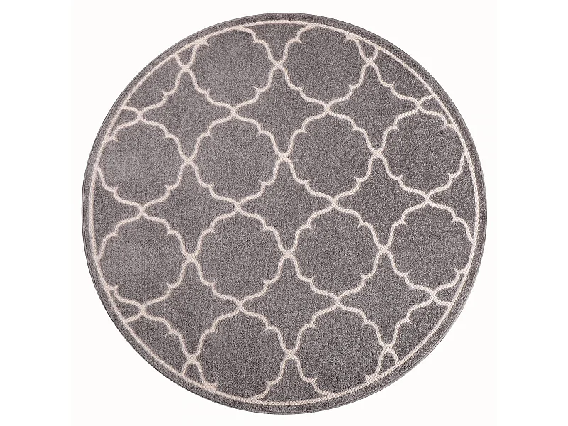 Tapis rond d'extérieur Ø150cm tissé kilim gris clair KUMA