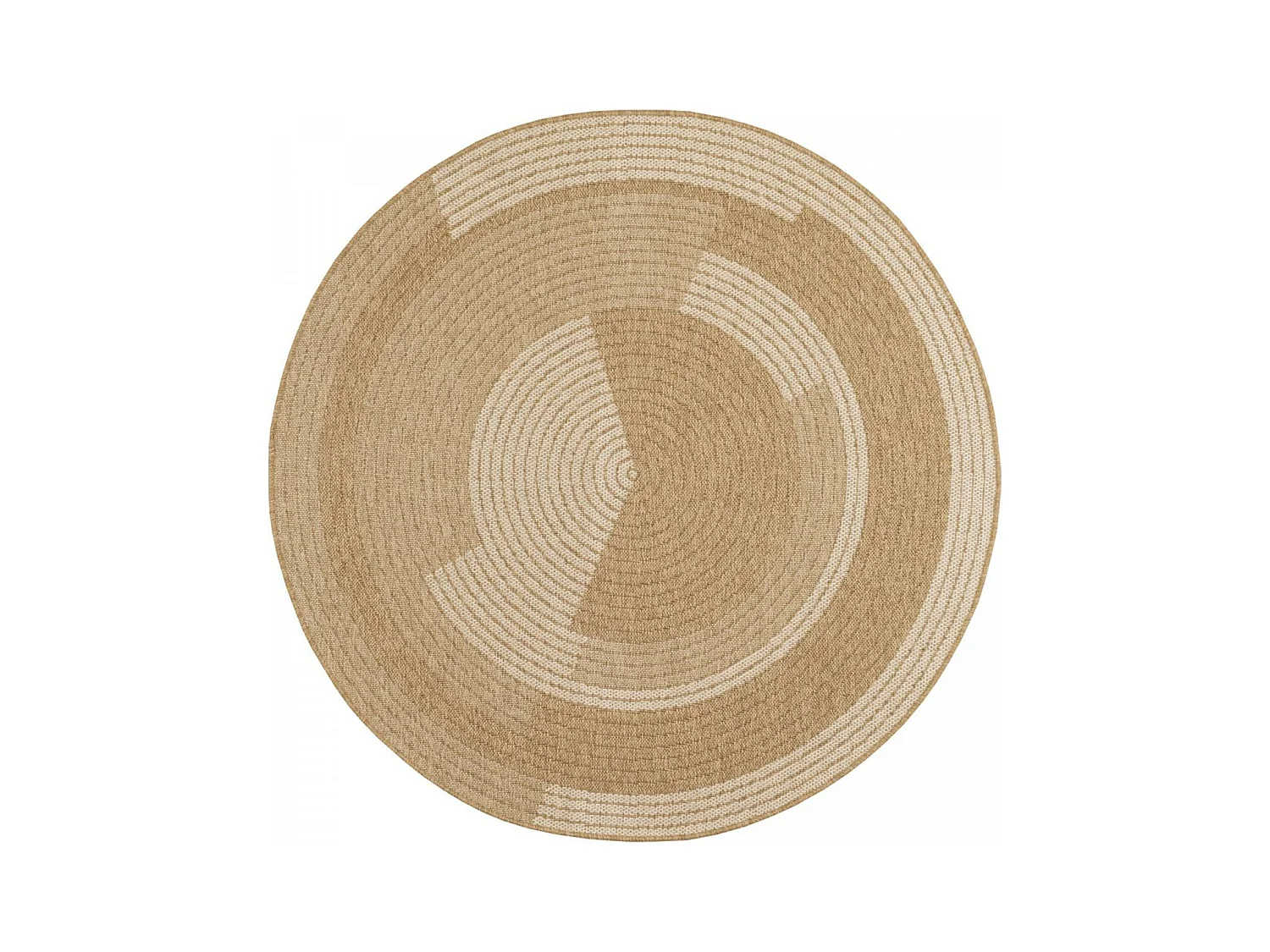 Tapis extérieur Ø120cm rond tissé kilim beige et blanc JUTE ART 7