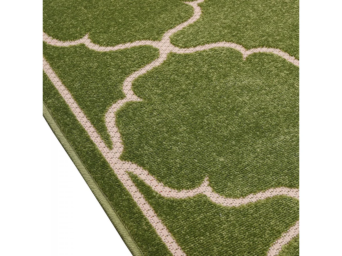 Tapis extérieur Ø200cm rond tissé kilim vert KUMA