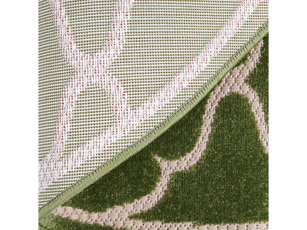 Tapis rond d'extérieur Ø200cm tissé kilim vert KUMA