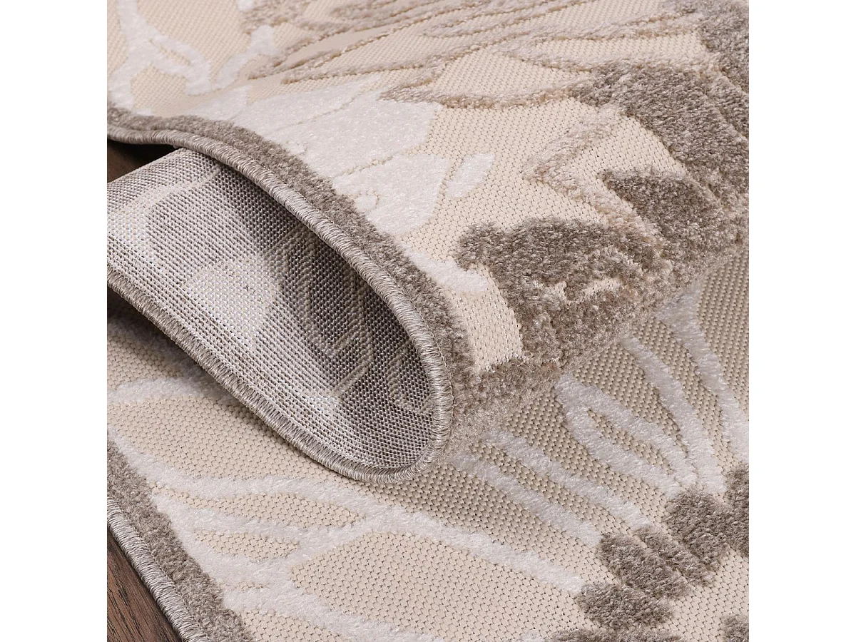 Tappeto da esterno Ø200 cm rotondo intrecciato color crema kilim CHIMEKA