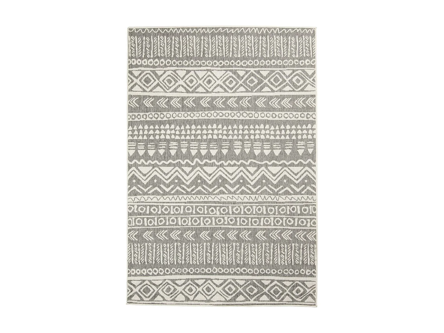 Tapis extérieur, kilim reversible 120x170 LYN2 AO REVERSIBLE gris et crème