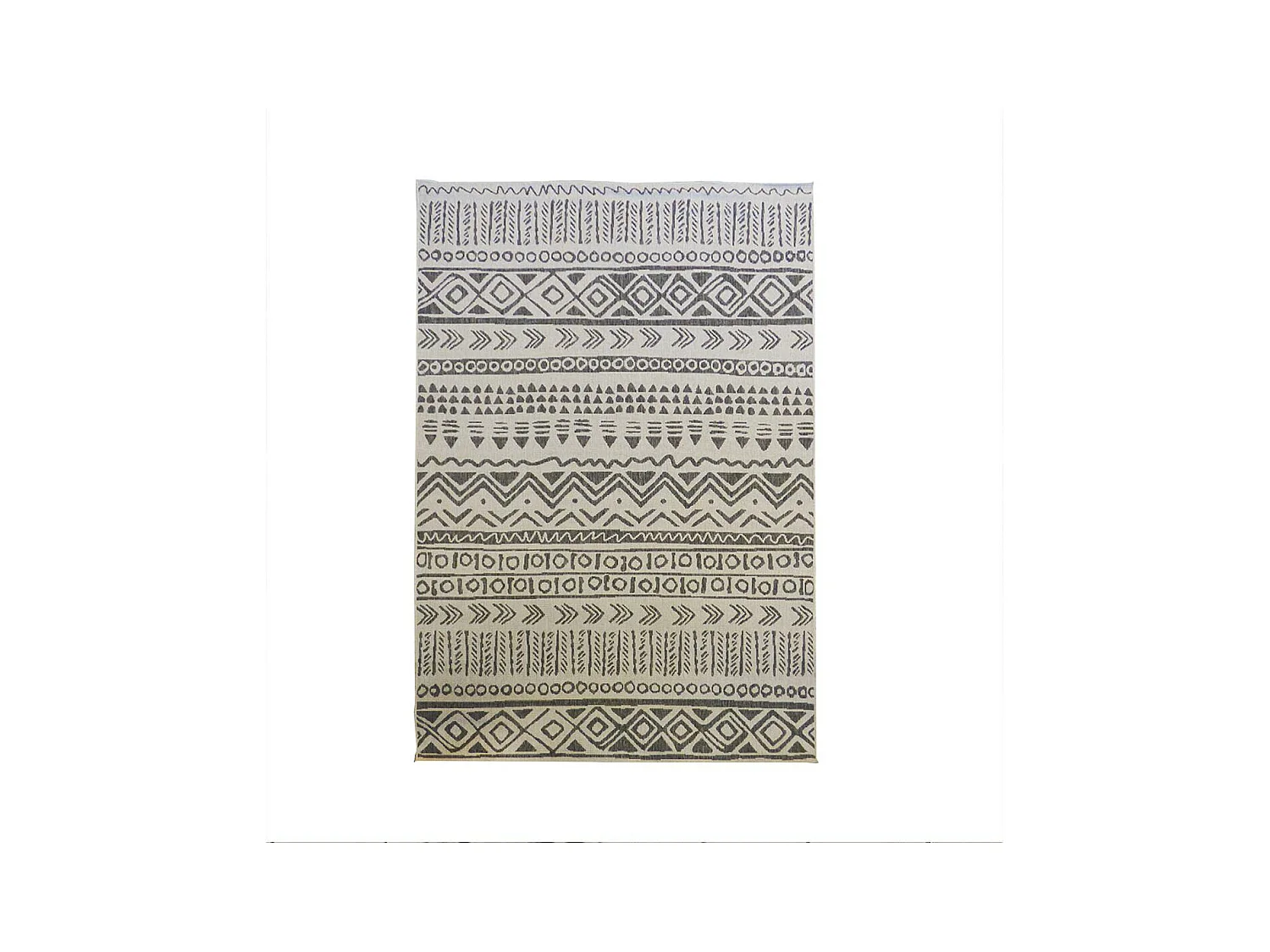 Tapis extérieur, kilim reversible 120x170 LYN2 AO REVERSIBLE gris et crème