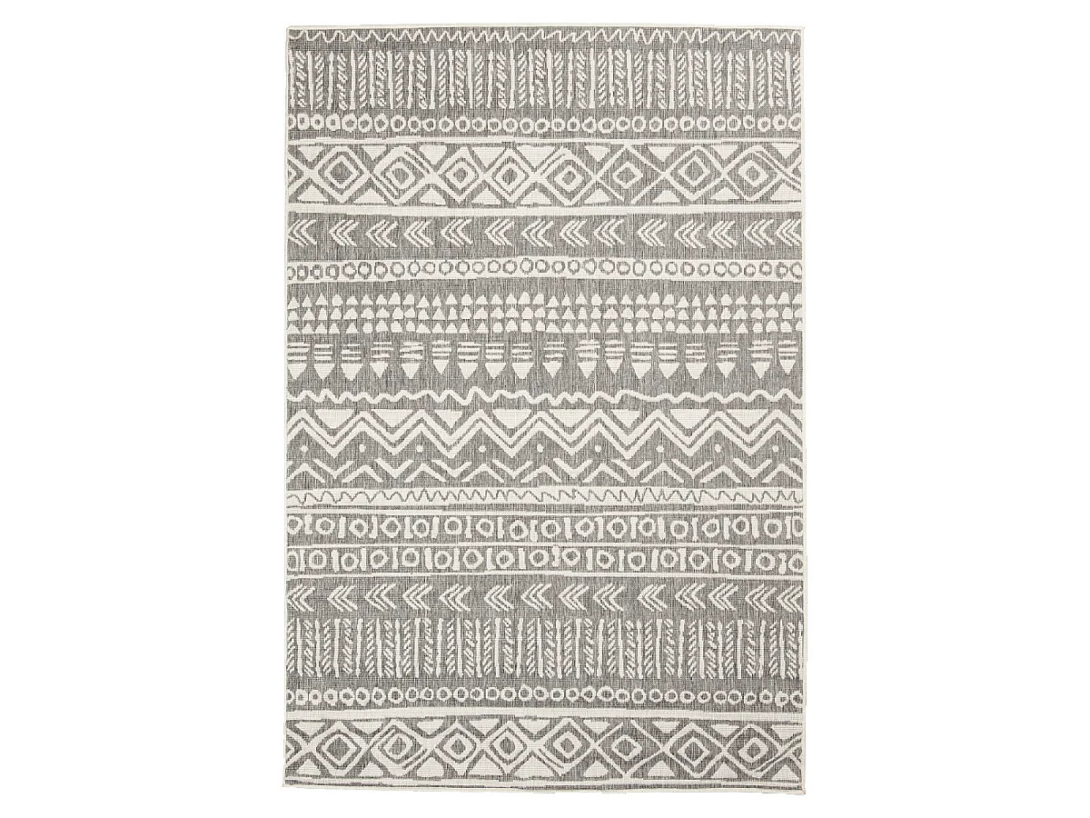 Tapis extérieur, kilim reversible 120x170 LYN2 AO REVERSIBLE gris et crème
