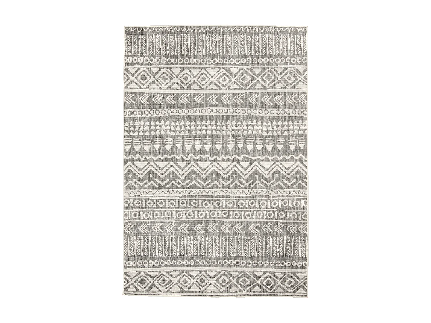Tapis extérieur, kilim reversible 120x170 LYN2 AO REVERSIBLE gris et crème