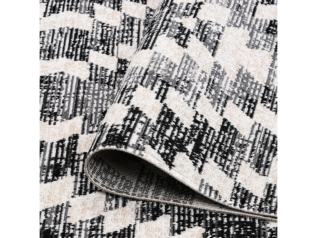 Tappeto da esterno 120x170 tessuto kilim grigio e nero SANDRINE