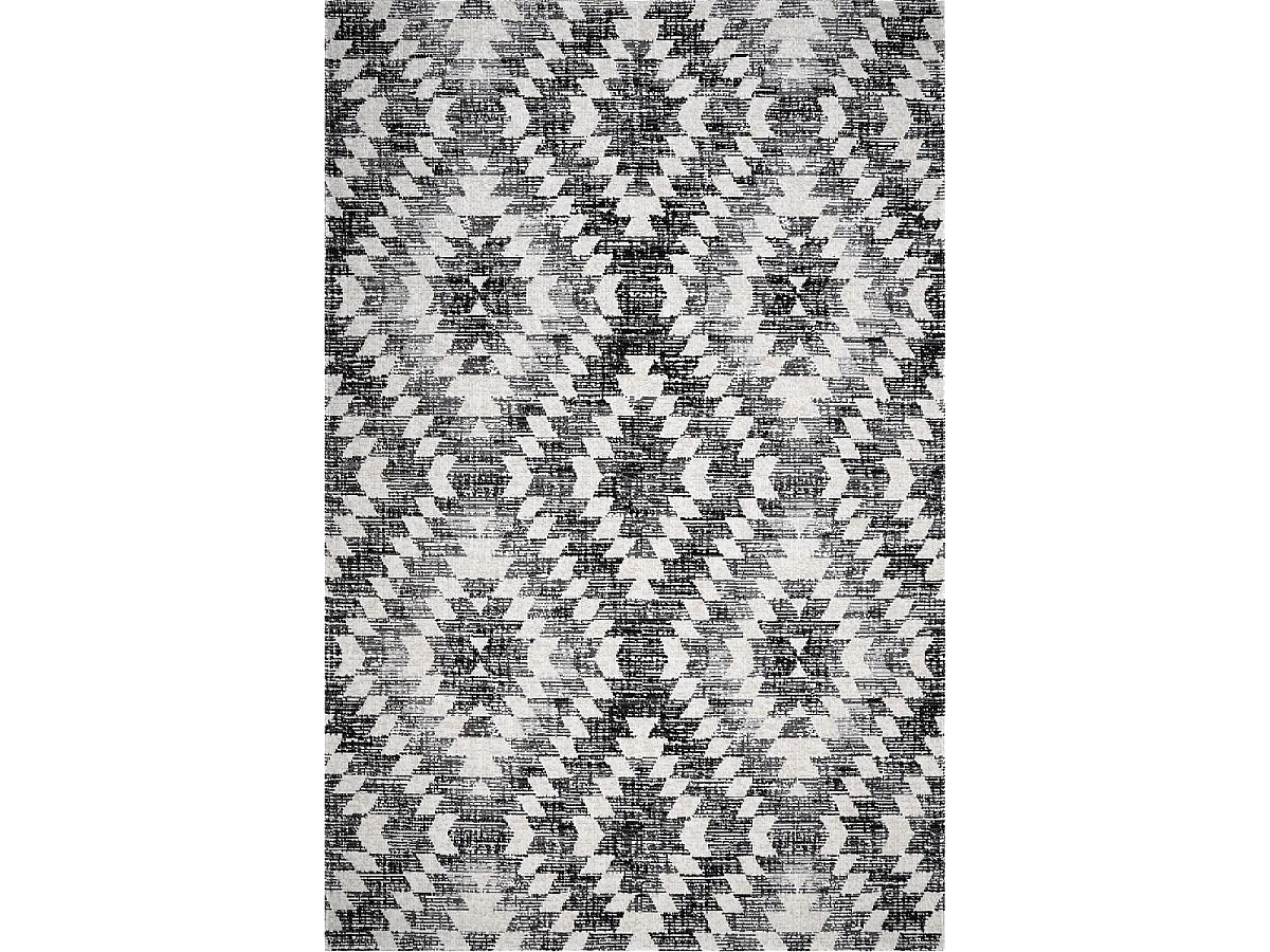 Tapis extérieur 120x170 tissé kilim gris et noir SANDRINE