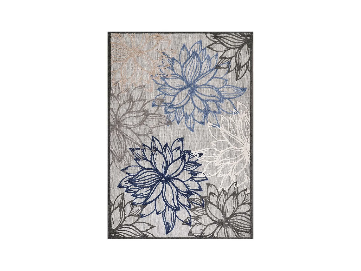 Tapis extérieur 80x150 tissé kilim gris et bleu CHIMEKO