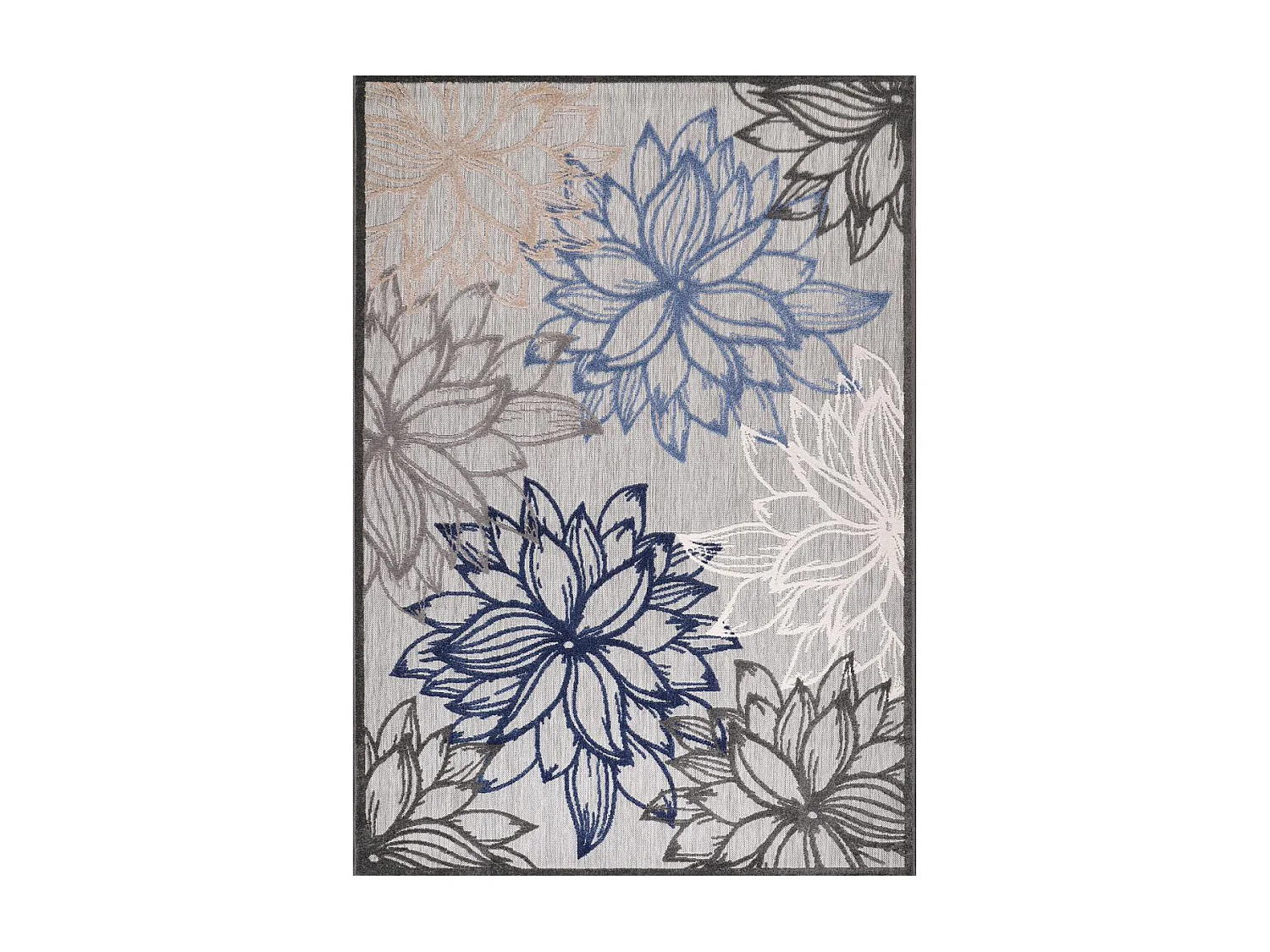 Tapis extérieur 80x150 tissé kilim gris et bleu CHIMEKO