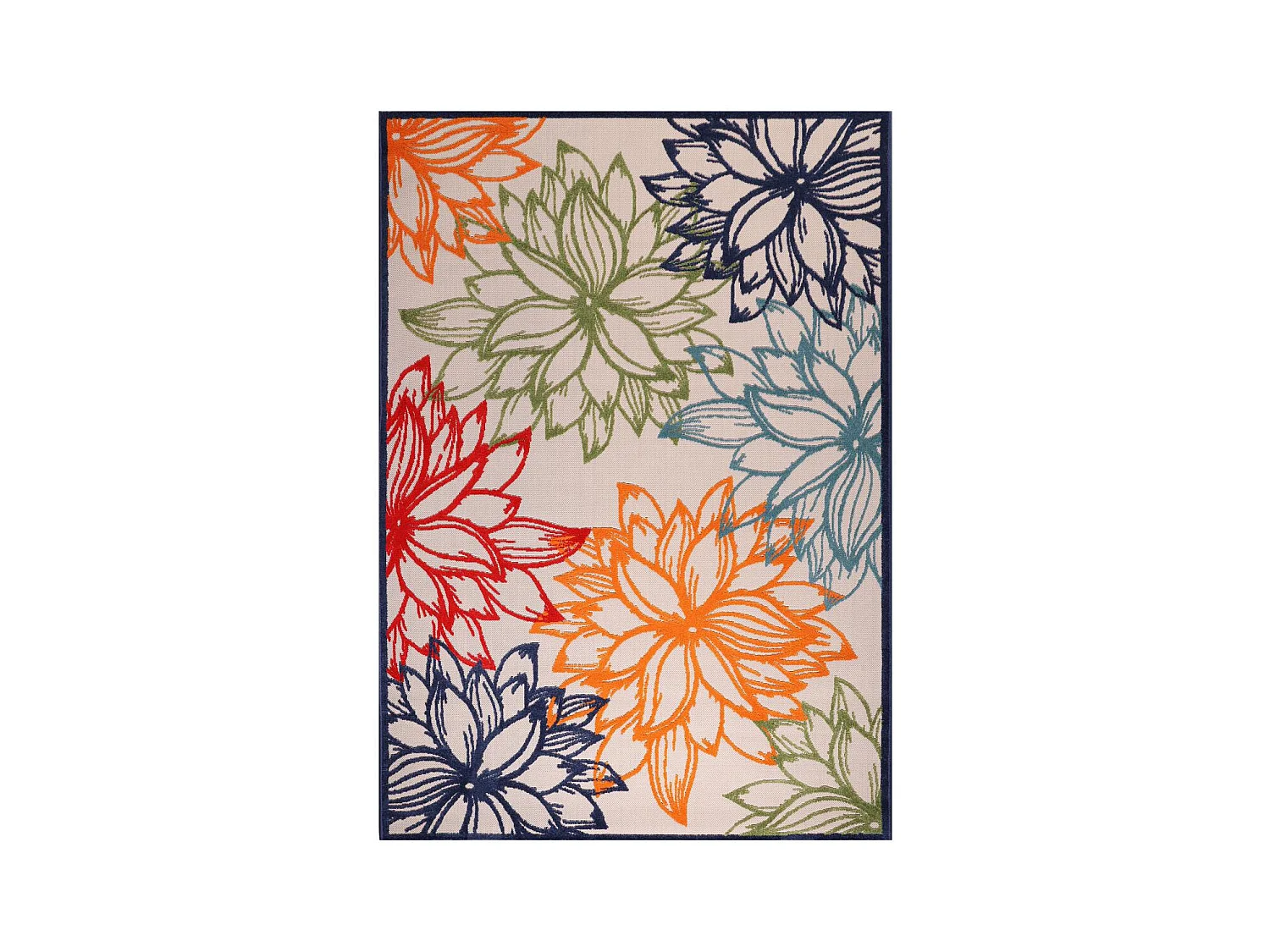 Tapis extérieur 60x110 tissé kilim bleu et beige CHIMEKO