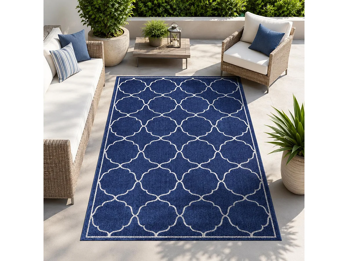 Tappeto da esterno 140x200 tessuto kilim blu KUMA