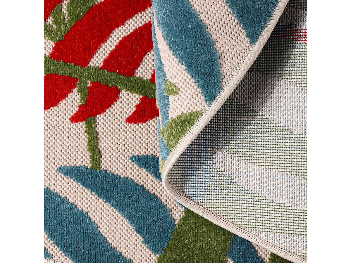 Tappeto da esterno 80x150 tessuto kilim blu e rosso CHIMEK