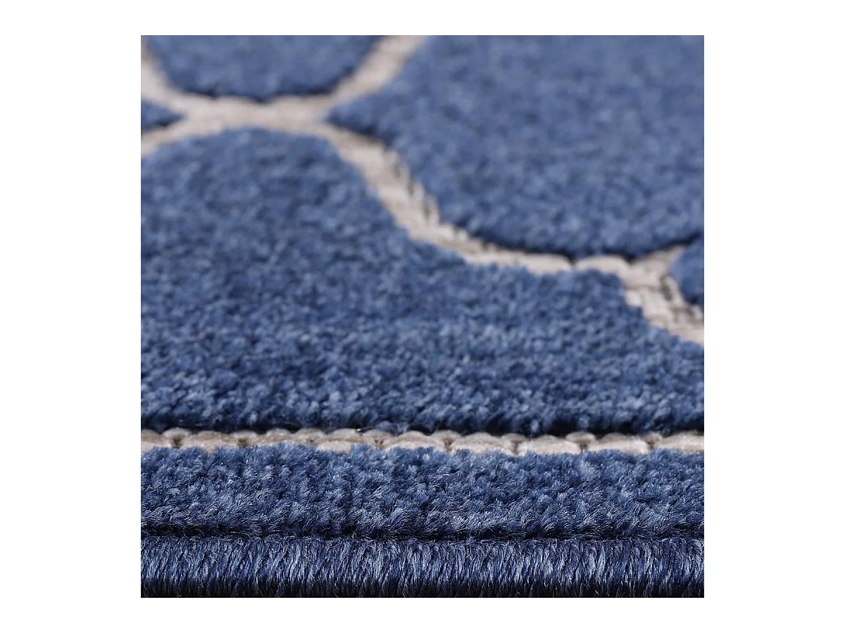 Tapis extérieur Ø200cm rond tissé kilim bleu KUMA
